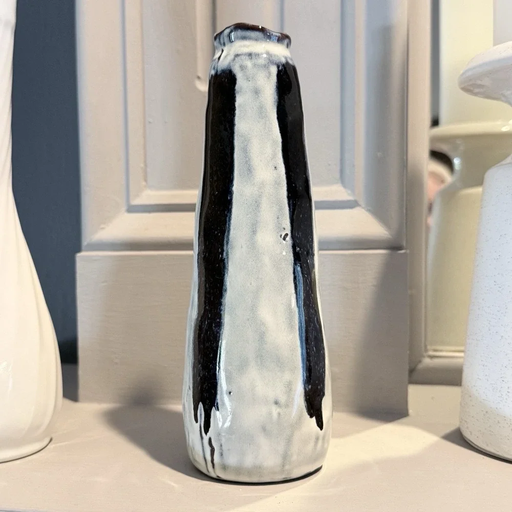 Mud Pie Bud Vase Small Ceramic Rustic Farmhouse Flower Vase Blue 7 1/4